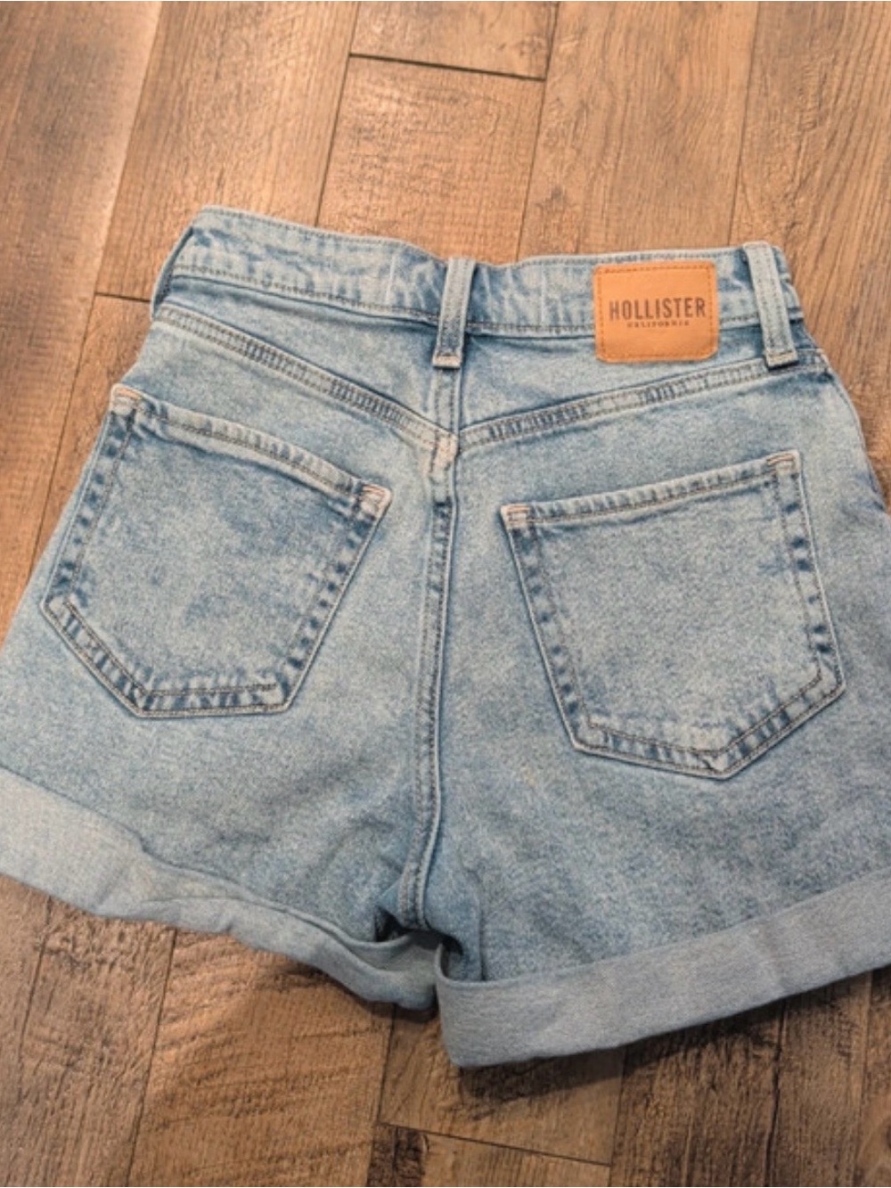 Hollister Light Blue Rolled Cuff Denim Shorts